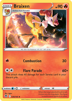 Braixen swsh12-26 Uncommon from Silver Tempest Set