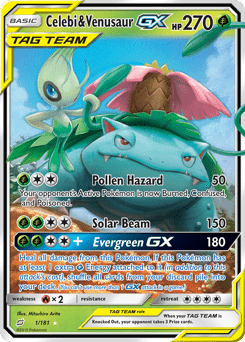 Celebi & Venusaur-GX sm9-1 Rare Holo GX from Team Up Set