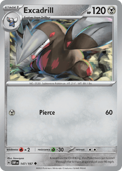 Excadrill sv3-147 Uncommon from Obsidian Flames Set