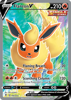 Flareon V swsh7-169 Rare Ultra from Evolving Skies Set