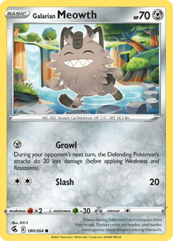 Galarian Meowth swsh8-180 Common from Fusion Strike Set