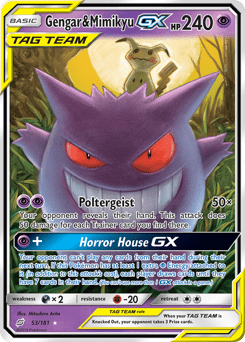 Gengar & Mimikyu-GX sm9-53 Rare Holo GX from Team Up Set