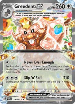 Greedent ex sv3-179 Double Rare from Obsidian Flames Set