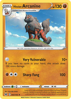 Hisuian Arcanine swsh11-84 Rare Holo from Lost Origin Set