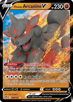 Hisuian Arcanine V swsh12-90 Rare Holo V from Silver Tempest Set