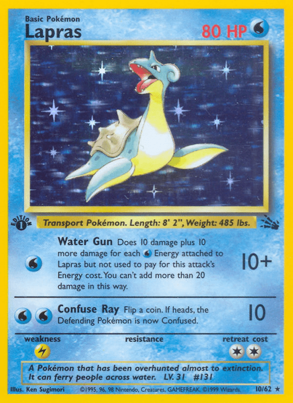 Lapras base3-10 Rare Holo from Fossil Set