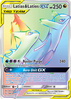 Latias & Latios-GX sm9-190 Rare Rainbow from Team Up Set