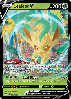 Leafeon V swsh7-7 Rare Holo V from Evolving Skies Set