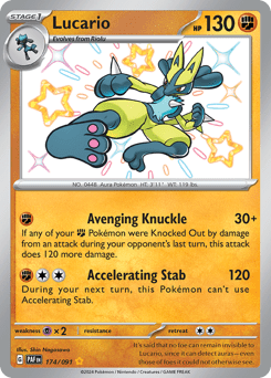 Lucario sv4pt5-174 Shiny Rare from Paldean Fates Set