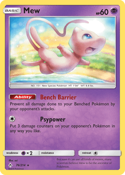 Mew sm10-76 Rare Holo from Unbroken Bonds Set