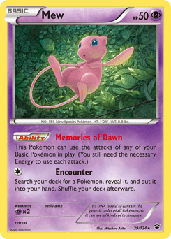 Mew xy10-29 Rare Holo from Fates Collide Set