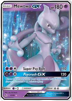 Mewtwo-GX sm115-31 Rare Holo GX from Hidden Fates Set