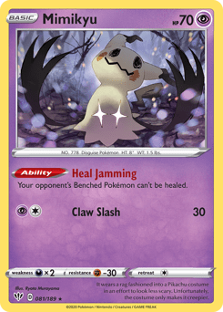 Mimikyu swsh3-81 Rare from Darkness Ablaze Set