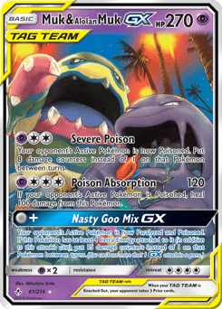 Muk & Alolan Muk-GX sm10-61 Rare Holo GX from Unbroken Bonds Set