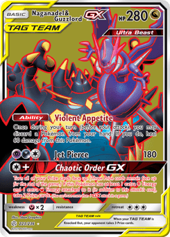 Naganadel & Guzzlord-GX sm12-223 Rare Ultra from Cosmic Eclipse Set