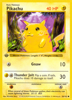 Pikachu base1-58 Common from Base Set