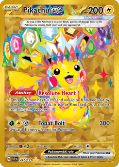 Pikachu ex sv8-247 Hyper Rare from Surging Sparks Set