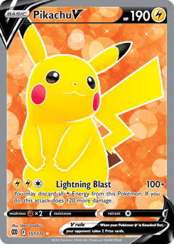 Pikachu V swsh9-157 Rare Ultra from Brilliant Stars Set