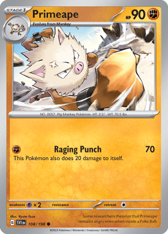 Primeape sv1-108 Common from Scarlet & Violet Set