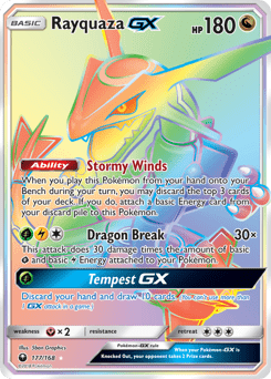 Rayquaza-GX sm7-177 Rare Rainbow from Celestial Storm Set