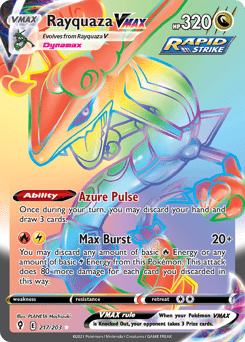 Rayquaza VMAX swsh7-217 Rare Rainbow from Evolving Skies Set