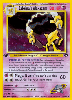 Sabrina’s Alakazam gym2-16 Rare Holo from Gym Challenge Set