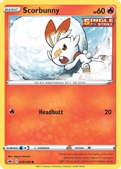 Scorbunny swsh6-26 Common from Chilling Reign Set