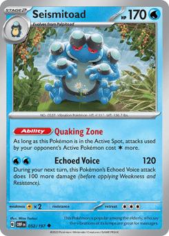Seismitoad sv3-52 Uncommon from Obsidian Flames Set