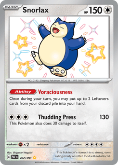 Snorlax sv4pt5-202 Shiny Rare from Paldean Fates Set