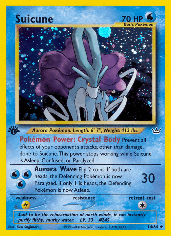 Suicune neo3-14 Rare Holo from Neo Revelation Set