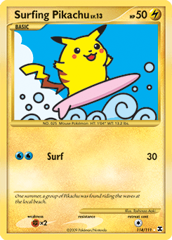 Surfing Pikachu pl2-114 Rare Secret from Rising Rivals Set