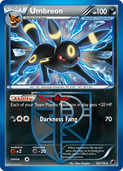Umbreon bw9-64 Rare Holo from Plasma Freeze Set