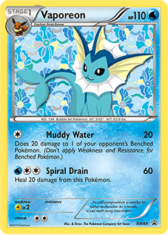 Vaporeon bwp-BW89 Promo from BW Black Star Promos Set