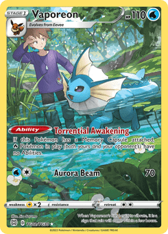 Vaporeon swsh9tg-TG02 Trainer Gallery Rare Holo from Brilliant Stars Trainer Gallery Set