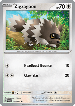 Zigzagoon sv3-167 Common from Obsidian Flames Set